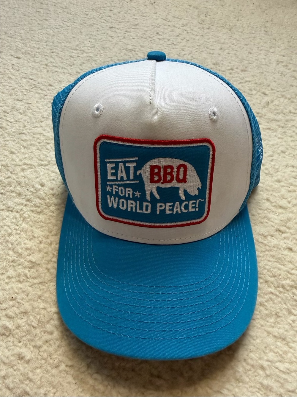 Martin’s Bar-B-Que Joint Nashville Eat BBQ For World Peace Trucker Hat Blue